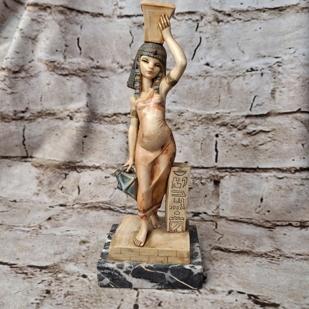 9" Fontanini Simonetti Egyptian Girl Figurine #124 Genuine Carrara‎ Marble Base